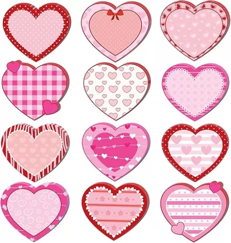 24 Pack Pink and Red Love Heart Sticky Notes, 3.9x3.4 inch Valentines Day Small Sticky Notes, Mini Sticky Notes Bulk, Love Self Stick Notes