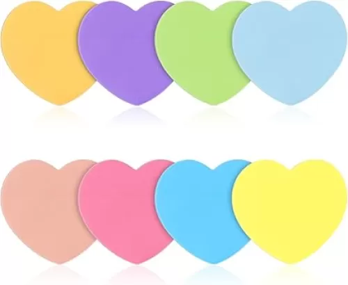 240 Pcs Heart Sticky Notes Colorful Self-Sticky Note Pads 8 Color Bright Colorful Sticky Pads Cute Memo Pads Strong Adhesive Post Clean Removal for Valentine Gifts