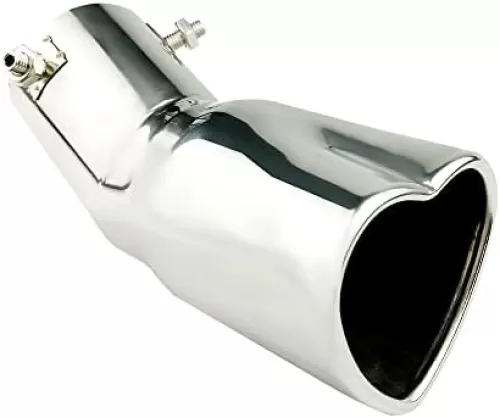 2.5 inch Inlet Exhaust Tips Muffler Tip, Stainless Steel Chrome Heart-Shaped Exhaust Tip, Universal Bolt-On Exhaust Muffler (Neon, Curved)