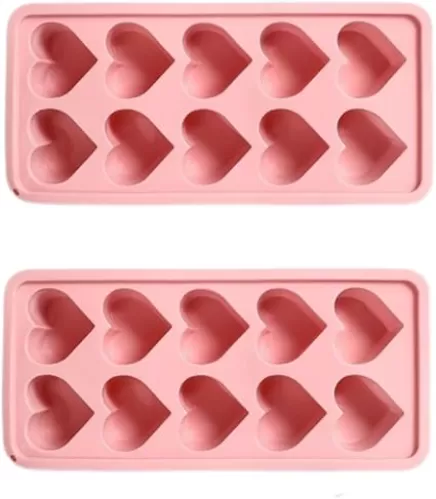 2PCS Heart Shaped Silicone Ice Cube Trays for Cocktails, Heart Shaped Ice Cube Mould Heart Ice Cube Mold DIY Ice Cube Maker for Chocolate, Candy, Soap