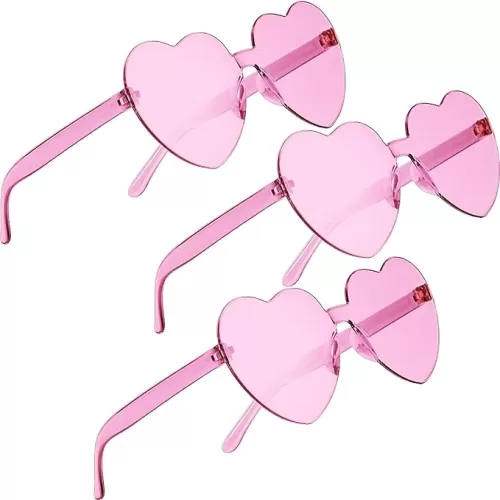 3 Pair Heart Shape Sunglasses for Women, Valentine, Mardi, Gras, Summer Women