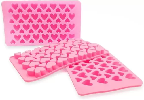 3 Pcs Candy Ice Mold, CNYMANY Valentine's Day Silicone Mini Heart Shaped Ice Cube Trays Gumdrop Jelly Chocolate Mold - Pink