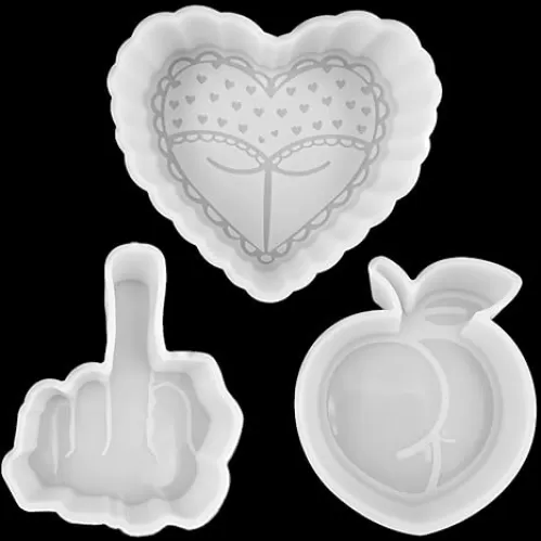 3 Pcs Set Freshie Silicone Mold Car Freshie Mold for Aroma Beads DIY Handmade Freshies Mould (Mid Finger + Peach Shaped Butt + Heart Shaped Butt)