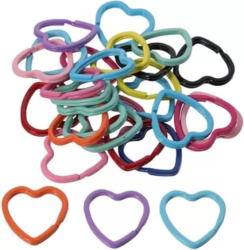 30 PCS 30mm Heart Shape Key Ring Mix Color Split Ring Colorful Jump Ring Leather Craft for Jewelry Making Key Chains Connectors