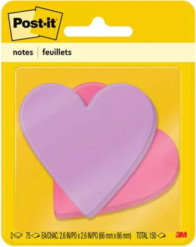 3M Post-it®, MMM7350HRT, Super Sticky Notes in Star and Heart Shapes, 1 / Pack, Assorted