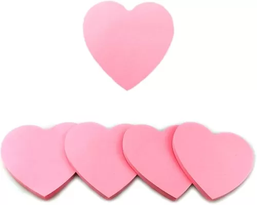 4 Pads Small Heart Sticky Notes - Pink Valentines Sticky Notes for Women - Self-Stick Memo Pads for Office, School, Home