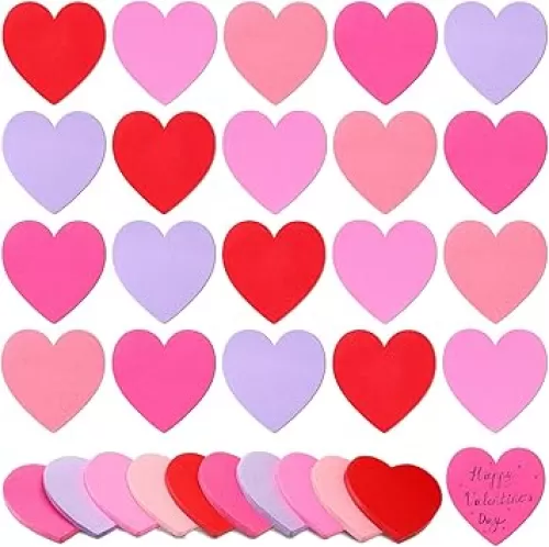 50 Pieces 2500 Sheets Valentine's Day Heart Shaped Sticky Notes Color Bright Colorful Cute Sticky Heart Notes for Reminders Office School Business Family 3 x 3 Inch
