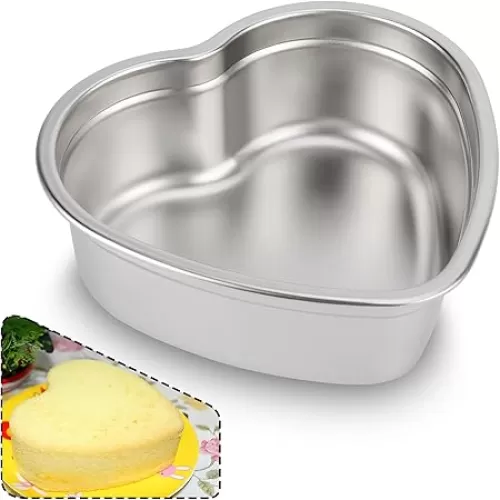 6 Inch Heart Shaped Cake Pans, Nonstick Heart Cake Pan for Baking, Durable Stainless Steel Baking Pan Cake Tins for Birthday/Valentine
