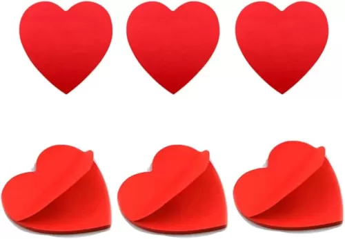 6 Pack Heart Shaped Red Sticky Notes - Cute Sticky Notes for School, Office & Home