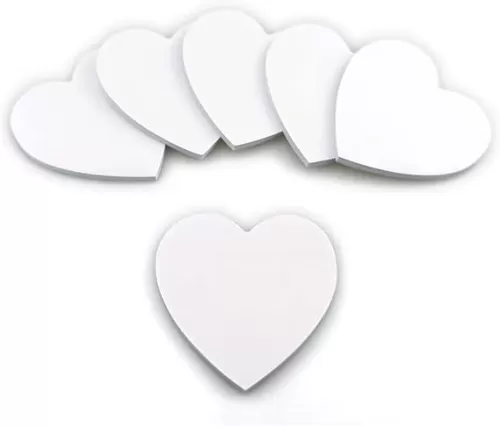 6 Pads White Heart Sticky Notes Fun Shaped Sticky Notes Self-Stick Memo Pads for Office School Home