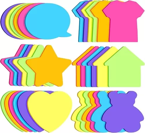 720 Pieces Colorful Shaped Sticky Notes 3 x 3 Inch Notes Bear Star Arrow Heart Shirt Self Sticky Note Pads for Office Reminders School Home, 6 Shapes, 6 Colors
