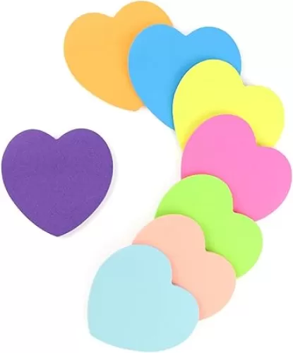 8 Color Sticky Notes 240 Sheets Heart Shape Sticky Notes Self-Sticky Note Pads for School Office Home