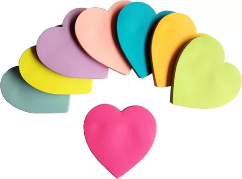 8 Pads Heart Sticky Notes, 3x3 Inches, 8 Bright Colors, Neon Cute Notes, Easy to Post, Strong Adhesive, 82 Sheets/Pad, Total 656 Sheets