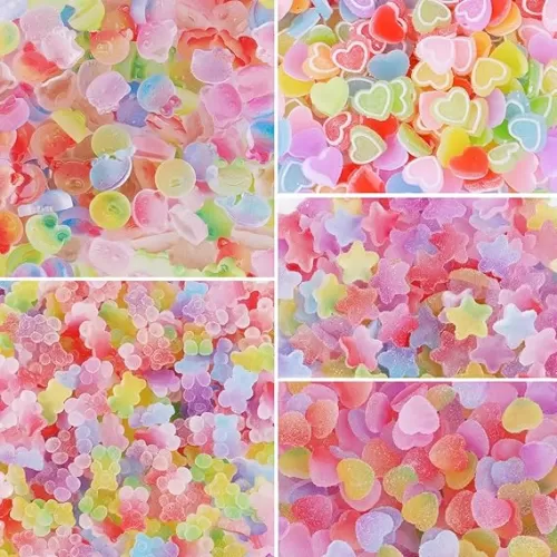 80pcs Jelly Sugar Soft Heart Star Animals Candy Flatback Charms, DIY Craft Making Resin Jewelry Making Kit, Soft Candy Resin Flatback Beads for DIY Scrapbooking Hair Clip Crafts Cell Phone Case Making