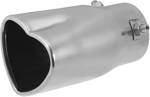 ACROPIX Car Exhaust Tip Pipe 2.36" Inlet 2.72"x2.32" Outlet Heart Shaped Exhaust Tail Pipe for Pipes Diameter 1.77" to 2.2" Stainless Steel Silver Tone Car Parts