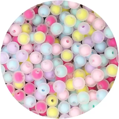 Acrylic Beads Flower Candy Round Love Heart Beads, 100 Kawaii Plastic Pastel Frosted Spacer Beads for DIY Bracelet Phone Lanyard Crafts Making Hair Accessories