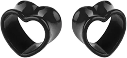 Aienid 2Pcs Acrylic Ear Plugs Gauges, Plugs and Tunnels Set Plugs and Tunnels Set Hollow Heart Shape