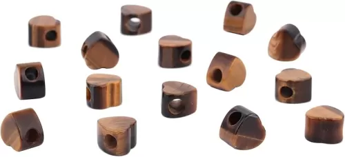 Amogeeli 15pcs Heart Shaped Tiger's Eye Crystal Loose Beads Set, Big Hole Stone Beads for Jewelry Making Macrame Hair Braids