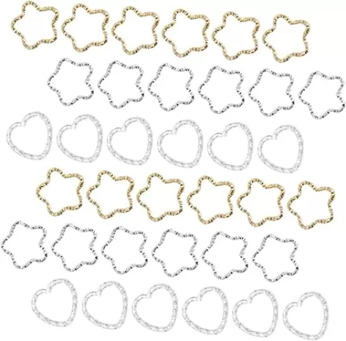 ARTIBETTER 150pcs Craft Accessories Open Ring with Creative Star Heart Shapes Silver Mobile Phone Pendant and Jewelry Making Supplies Material