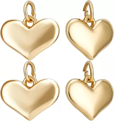 Beebeecraft 10Pcs Heart Charms 18K Gold Plated & Real Platinum Plated for Jewelry Making Necklaces Bracelets DIY Crafts