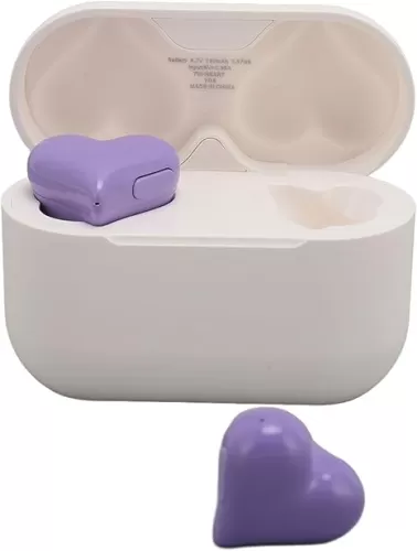Bewinner Heart Shaped Cordless Earbud, Noise Canceling Headphones, Bluetooth 5.3 HiFi Stereo Earphones with Charging Case for Gym Office School (Rose)