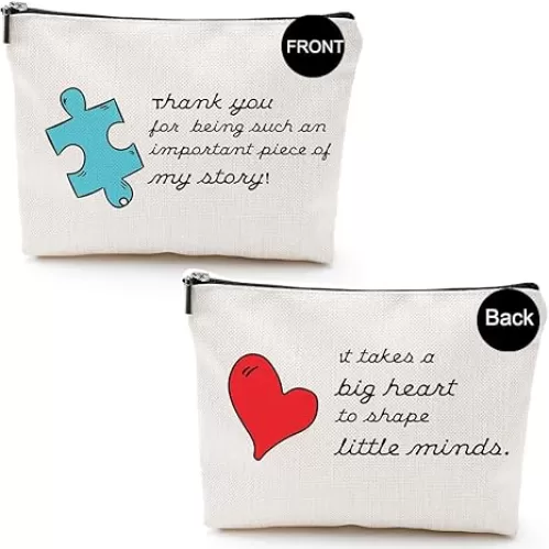 Blue Leaves Teacher Appreciation Gifts for Women, Graduation Gifts for Teachers, Teacher Birthday Appreciation Day Gifts It Takes a Big Heart to Shape Little Minds- Makeup Bag Toiletry bag Gifts
