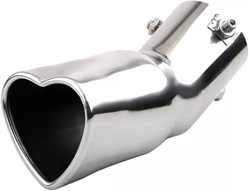 Car Exhaust Tip 2.5 inch Inlet, Universal Car Exhaust Pipe Modification Tail Throat Tail Pipe Stainless Steel Muffler Tip, Adjustable Heart Shaped Car Thickened Pipe (Straight, Colorful)