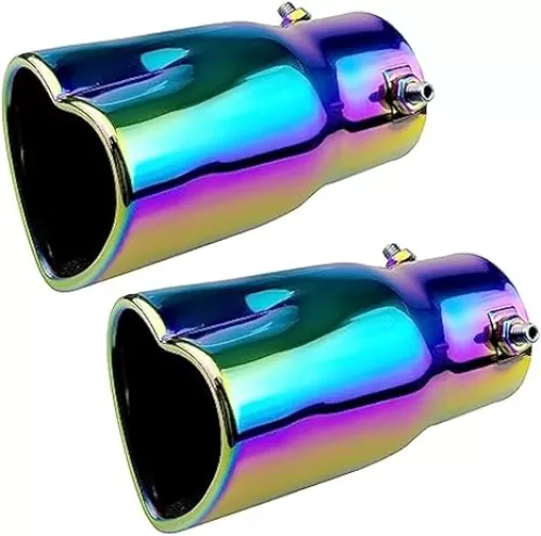 Car Exhaust Tip 2.5 inch Inlet, Universal Heart Shaped Exhaust Pipe Straight Muffler Tip Modification Tail Pipe Stainless Steel Tail Throat, Adjustable Car Thickened Pipe (Carbon Fiber)