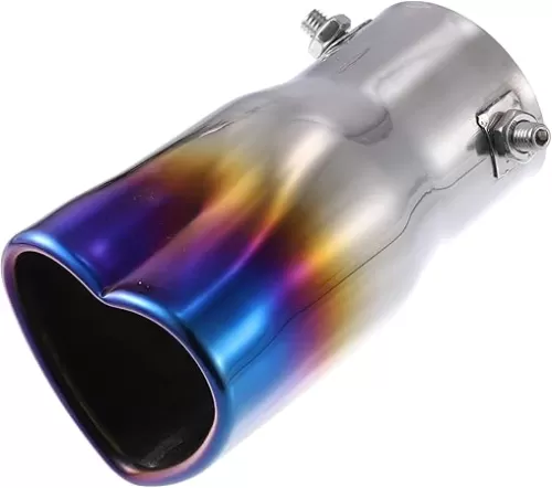 Car Exhaust Tip Pipe Heart Shaped Applicable Diameter 2.36" Universal Exhaust Pipes Muffler Tip Tailpipe Bolt-On Metal Multicolor