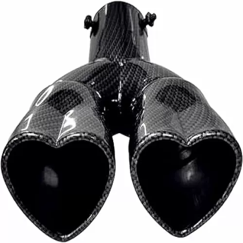 Carbon Fiber Heart Shaped 2.5 Exhaust Tip Bending Muffler Kit 2.25 Inlet System Car Mods Black (single exhaust)