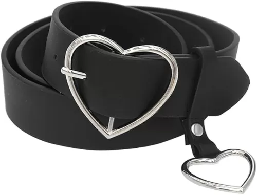 Casual Jeans Belts Adjustable Waist Belt Heart Shaped PU Leather Belt Dress Buckle Belt Wide Black Waistband