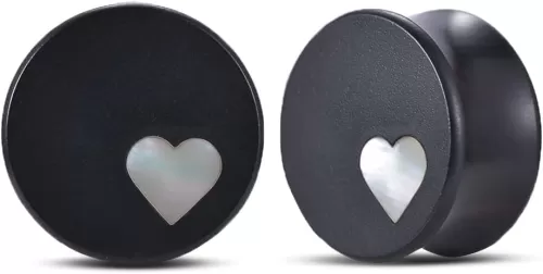 COOEAR 1 Pair Gauges For Ears Wood Saddle Plugs and Tunnels Heart Logo Earrings Expander Stretchers.