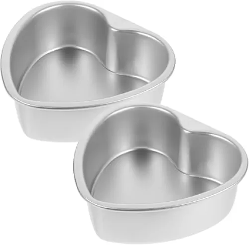 DECHOUS 6 Inch Heart Shape Cake Pan: 2Pcs Small Heart Cake Tins Aluminum 6" Non-stick Baking Molds for Mother