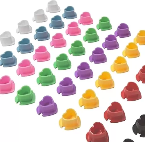 Disposable Heart Tattoo Ink Cups with Plastic Base, 80Pcs/Set Ink Caps Pigment Containers for Tattooing, Perfect Permanent Makeup Pigment Holder & Tattoo Supplies Kit (8 Colors Set)