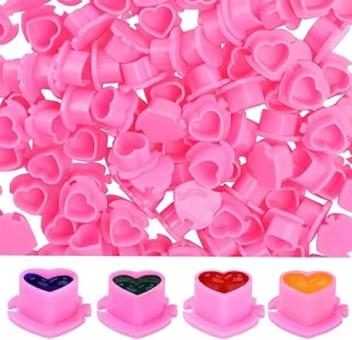 Disposable Tattoo Ink Caps 200pcs Heart Tattoo Pigment Cups Plastic Ink Caps for Tattooing Makeup Ink Holder Tattoo Supplies