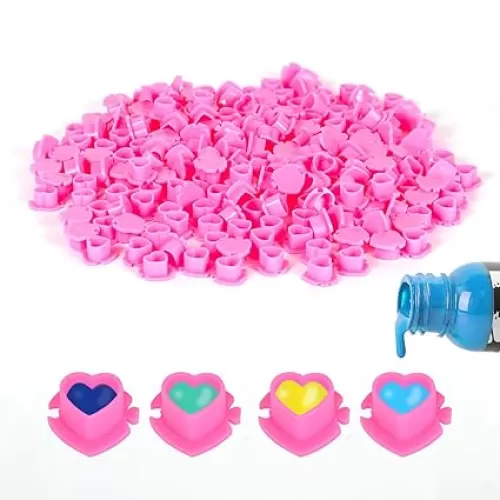 Disposable Tattoo Ink Cups-200pcs Disposable Heart Tattoo Ink Cups For Tattoo Permanent Makeup Container Cap Tattoo Accessory, Tattoo Ink, Tattoo Supplies, Tattoo Kit (Heart Rose Red)