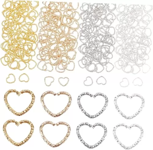 DIY Jewelry Making 320pcs Heart Charms Jump Rings Chic Heart Shape for Family Friends