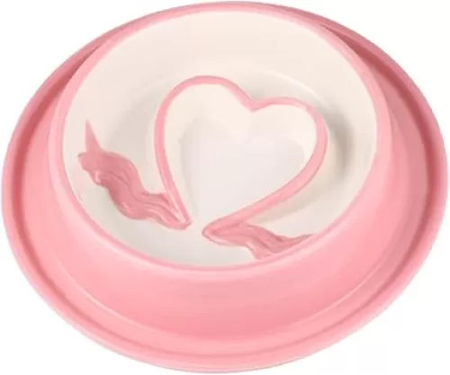 DOITOOL Heart Shape Pet Feeder Bowl Ceramic Slow Feeder for Cats Dogs Easier Cleaning Sturdy Base