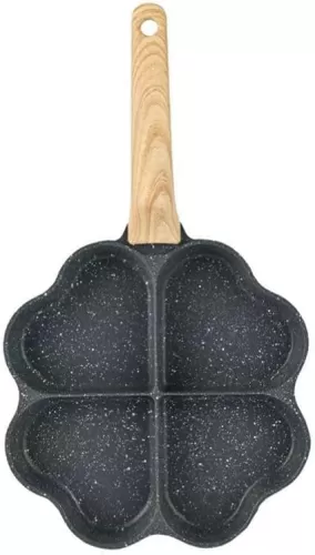 Egg Omelette Pan Skillet for Breakfast, Heart Shape Egg Frying Pancake Pan with Handle, Suitable for Gas Stove & Induction Cookware, Easy to Clean