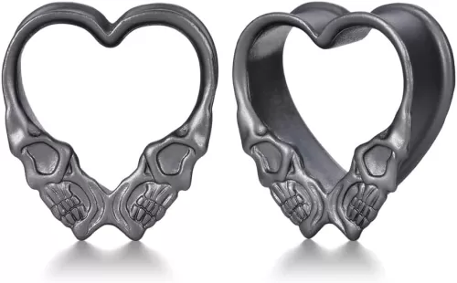ERKUOO 1 Pair Double Flared Ear Gauges Heart Shape Zircon Ear Tunnels Plugs Flesh Stretchers Expander Piercing Body Jewelry 0g-1"(8mm-25mm)