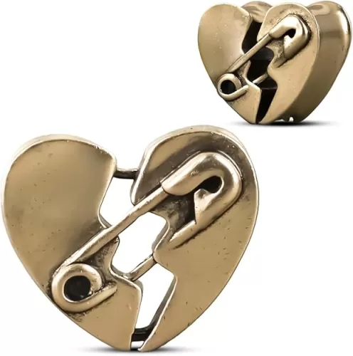 ERKUOO 2PCS Heart Shaped Ear Gauges Tunnels Ear Plugs Stretcher Piercing Body Jewelry Earrings Expander For Men Women 0g-1"(8mm-25mm)