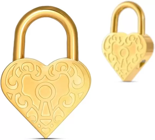ERKUOO 2PCS Heart-Shaped Lock Ear Weights Hangers Gothic Ear Gauges Stainless Steel Tunnels Plugs Dangle Stretcher Earrings Piercings For Women Men Gift