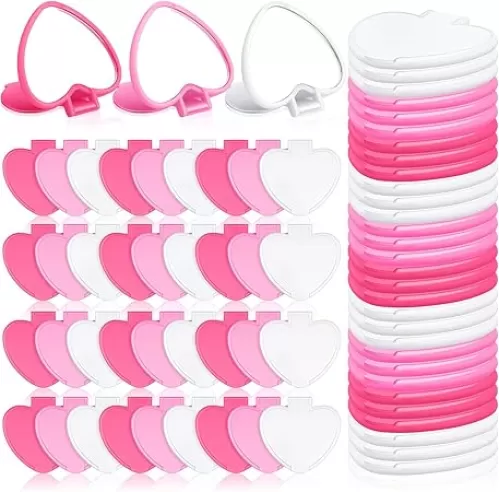 Geetery 48 Pcs Valentine‘s Day Compact Mirror Bulk Gifts Heart Shaped Mini Pocket Small Folding Makeup Portable Travel Heart Purse Hand Mirror for Women Gift(White, Pink, Rose Red)