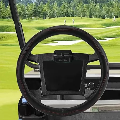 Golf Cart Steering Wheel Covers, 13.5 to 14" Golf Cart Steering Wheel Cover Universal for Yamaha, EZGO TXT & RXV, Club Car DS & Precedent, Leather Comfortable, Non-Slip, Wear-Resistant (red)