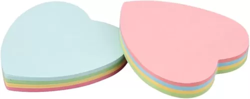 GTHER Heart Shaped Sticky Notes, Colored Sticky Notes Heart Pink Red Blue Cute Fun Love Self-Adhesive Note for Kids School Classroom Office College (2 Pads, Heart)