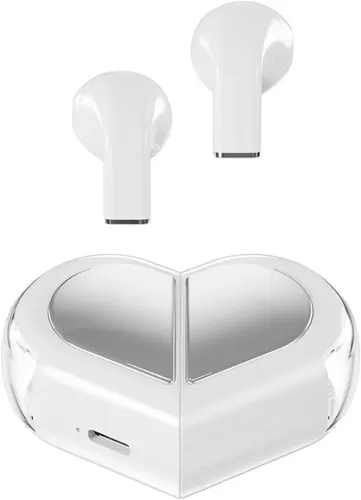 Heart Shaped Wireless Bluetooth Earphones, Stereo Sound Low Power, Heart Shaped Stylish Couple Headphones Earbuds, in-Ear Earphones Ideal Valentine Gift for Lover (C)