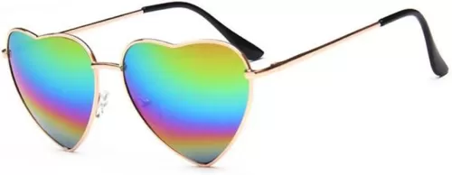 Heart Sunglasses Thin Metal Frame Hippie Lovely Aviator Style Eyewear