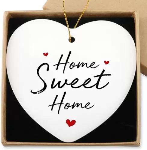 Home Sweet Home Ornament - Best New Home Couple Gifts for Housewarming - Christmas Tree Decoration Heart Ornament