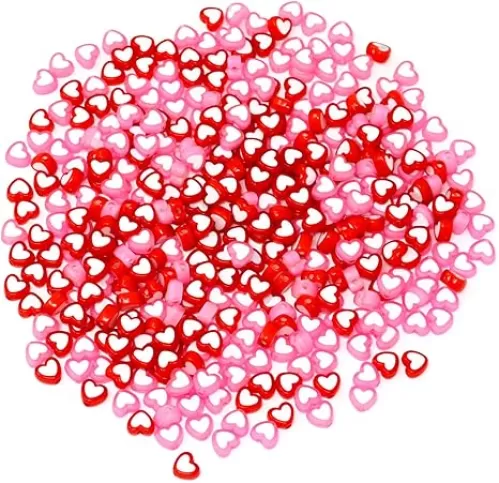 Honbay 400PCS Acrylic Heart Shaped Beads - Red, Pink; 8*6*4mm; Ideal for Jewelry Making & DIY Craft Projects