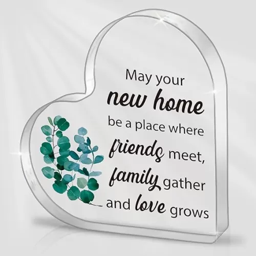 Housewarming for New Home, House Warming for Women, New House New Apartment, New Home Office Desk Decor Heart Acrylic Ornament